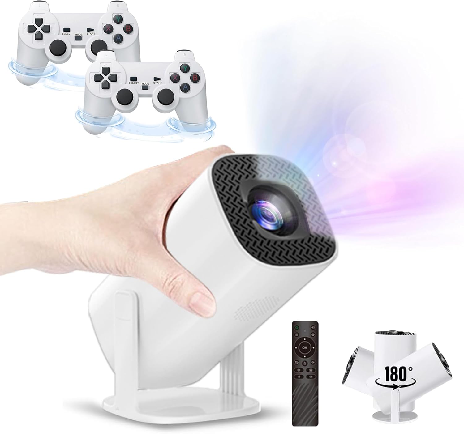 P30 Max Portable Game Projector, 32G, 720P, 5G WiFi Bluetooth, Built-in 35000+ 3D Games