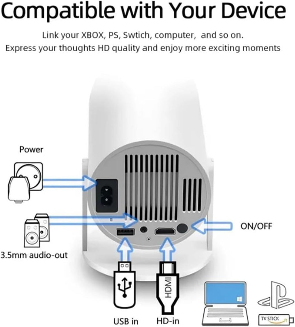 Retro Console & Projector - Built in 40,000+ Games with 40+ Emulators, Kothab Retro Console Projector, 4K HDMI Output HD Projector with 2 2.4G Wireless Controllers, Support 23 Languages