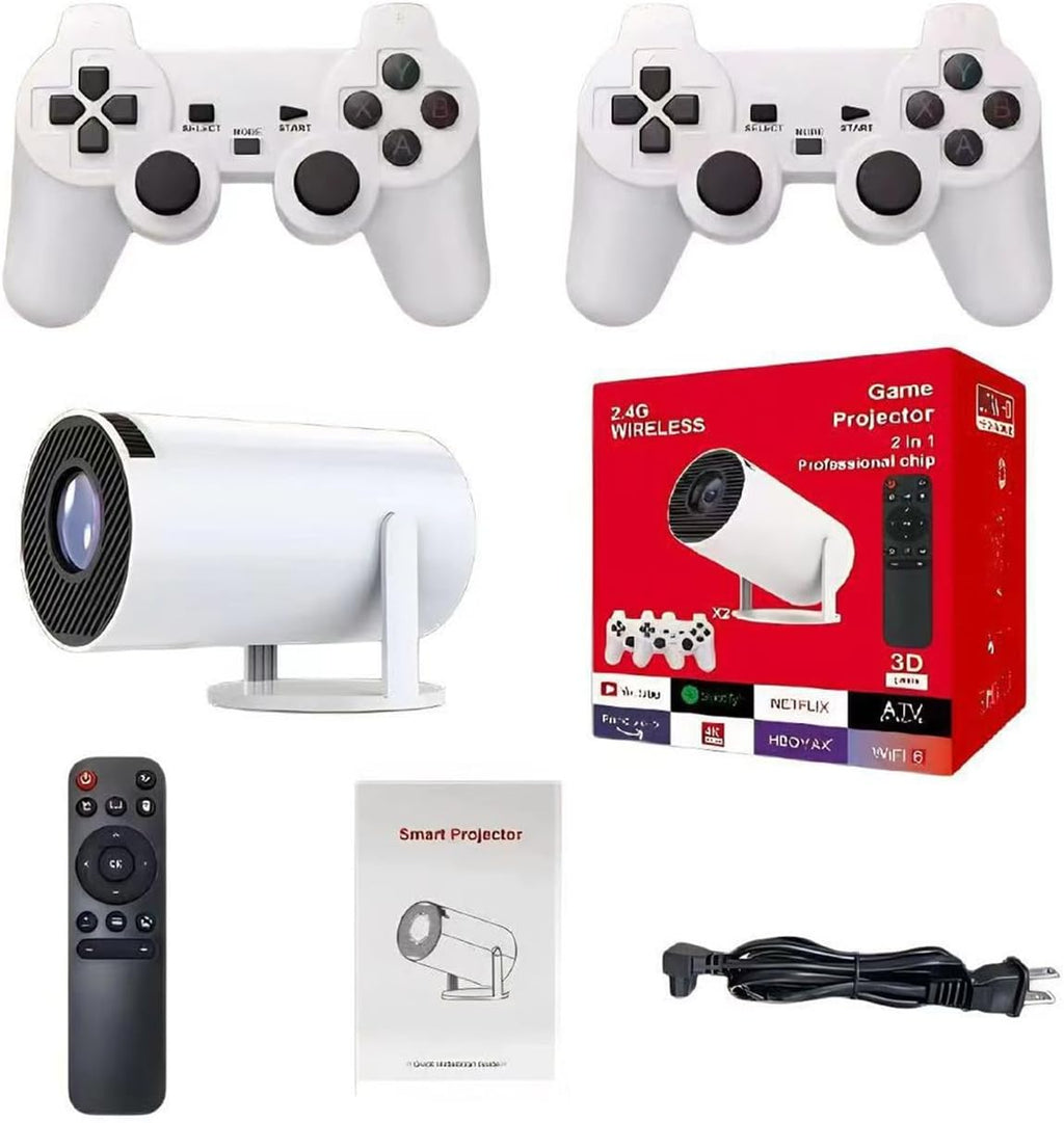 Kothab Retro Console Projector - 2-In-1 Professional Game Projector, 4k Hd Projector With Built-In Retro Games, Smart Tv Projector For Indoor & Outdoor, Christmas Gift For Kids