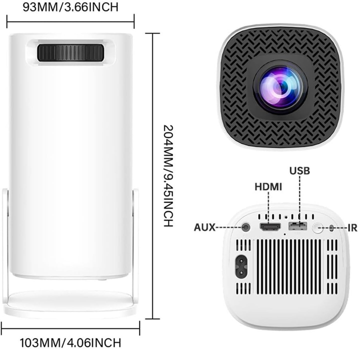 Mini Projector - 4k Mini Spotlight Projector, Console Projector with Retro Games, Over 36,000 Built-in Games with WiFi and Bluetooth, Ideal for Movies, Gaming