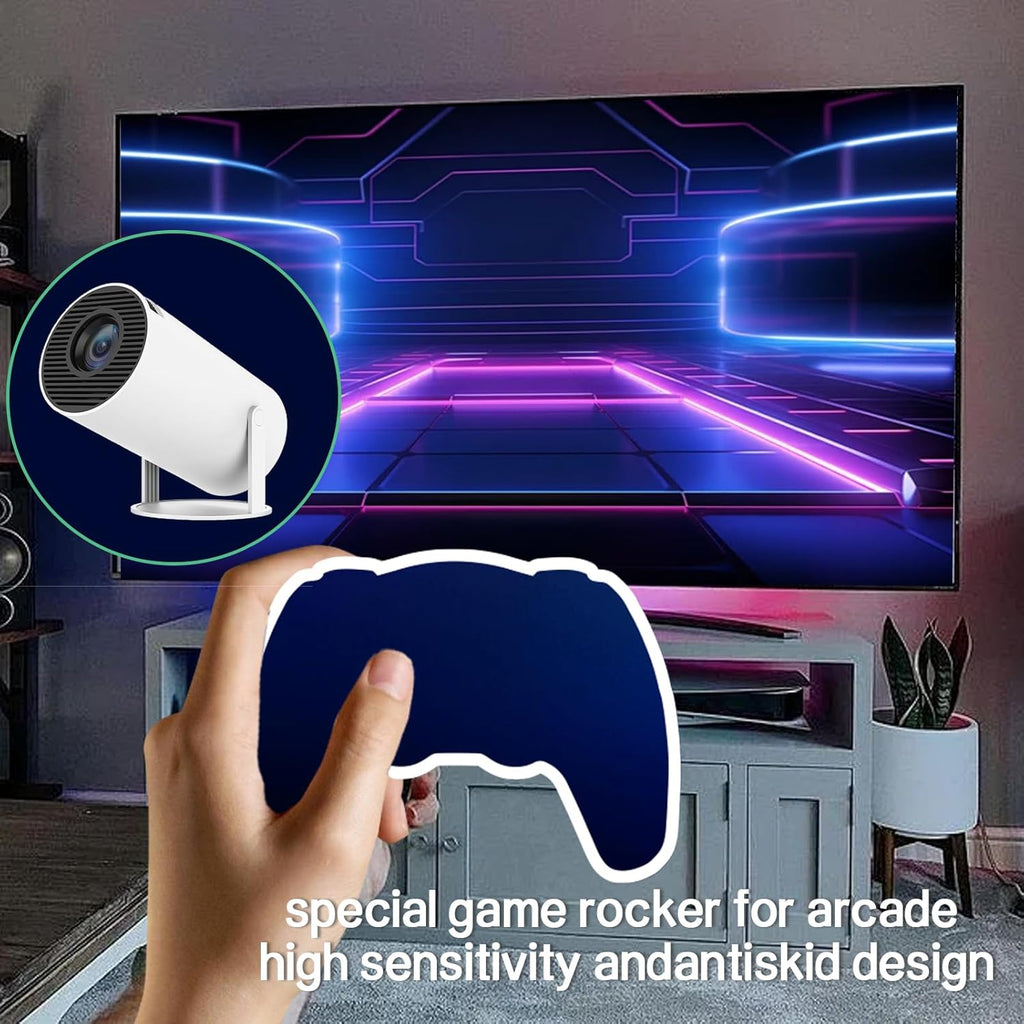 P30 Max Projector and Game + 2 Wireless Controllers, P30 Max Smart Gaming Projector with Built in Apps and Games, Portable Mini Projector with Wifi and Bluetooth, 4k HD Auto Keystone Video Projector