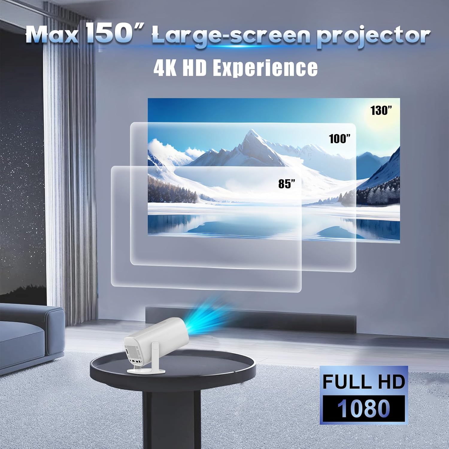 P30 Max Portable Game Projector, 32G, 720P, 5G WiFi Bluetooth, Built-in 35000+ 3D Games