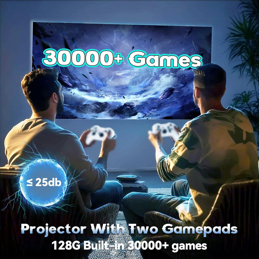 P30 Max Portable Game Projector, 32G, 720P, 5G WiFi Bluetooth, Built-in 35000+ 3D Games