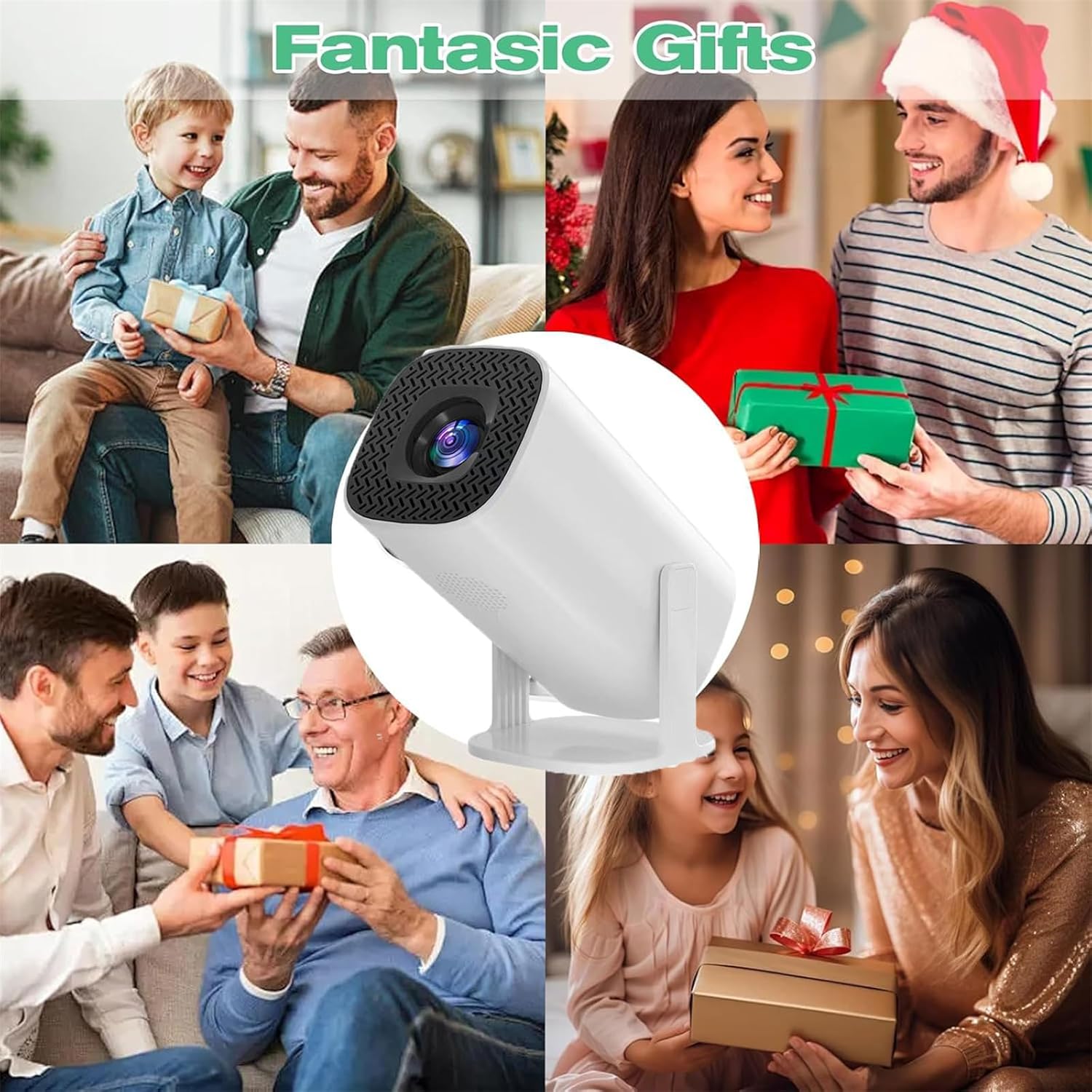 Mini Projector - 4k Mini Spotlight Projector, Console Projector with Retro Games, Over 36,000 Built-in Games with WiFi and Bluetooth, Ideal for Movies, Gaming